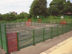 Mesh fencing for sports arears